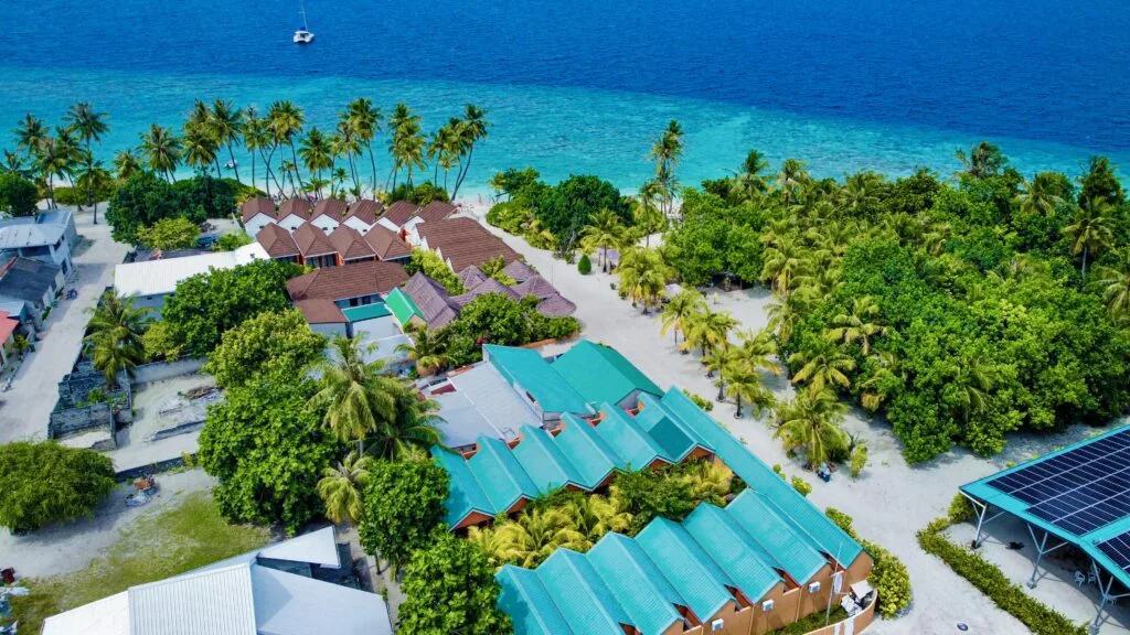 Areal View of the best guest house in Maldives.
