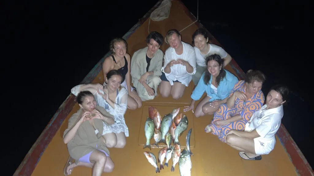 Guest enjoying a Maldivian traditional fishing trip at the best kept secret island of Fodhdhoo.