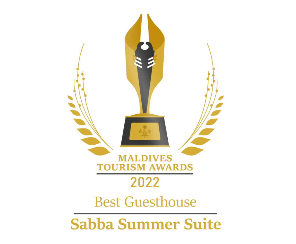 Sabba Beach Hotels receiving the Best Guest House award at the Maldives Tourism Awards 2022.