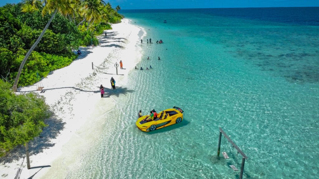 Guests enjoying a beach day at an affordable beach stays Maldives Sabba beach hotels