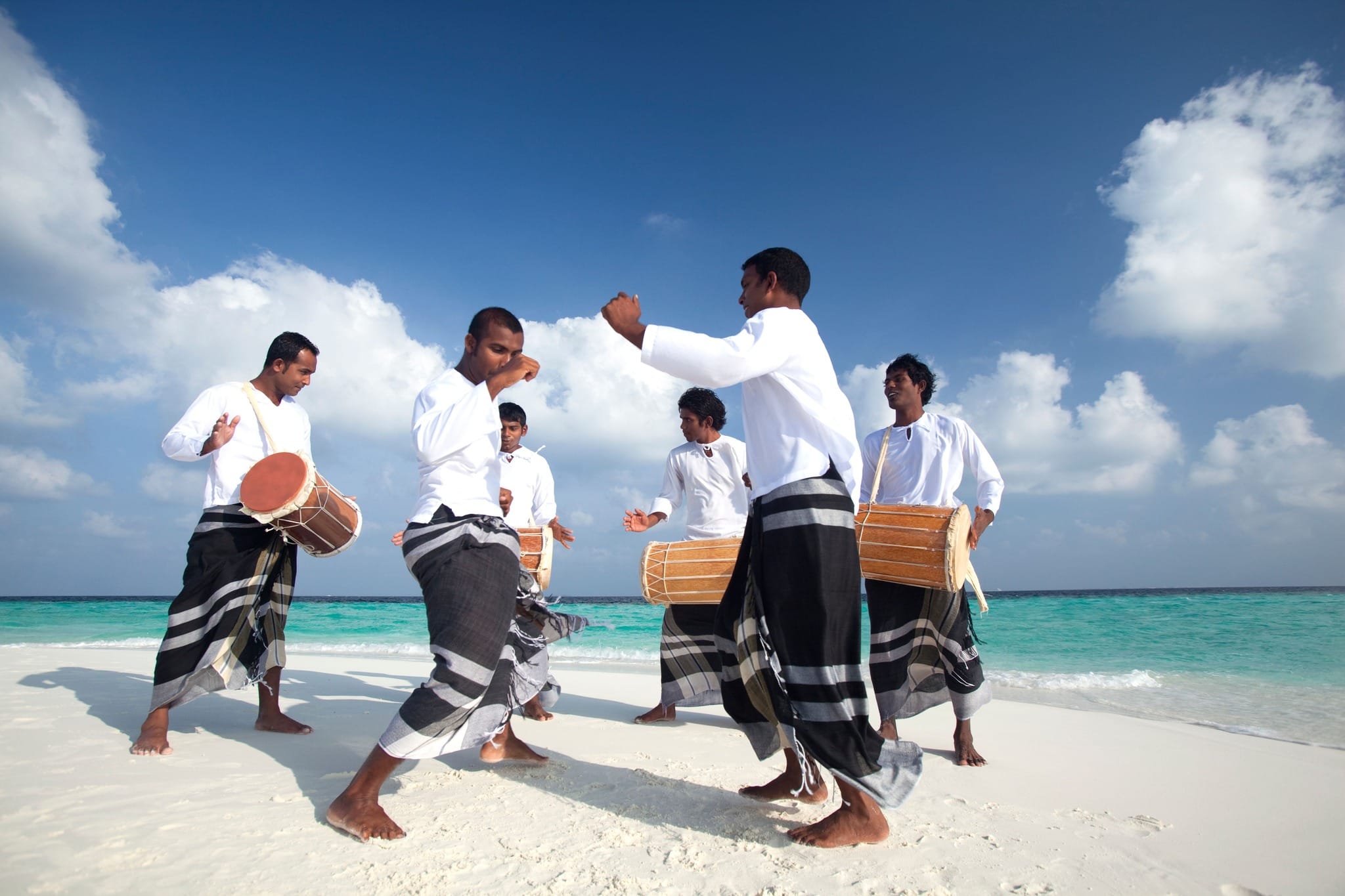 Energetic boduberu performance capturing the vibrant beats of Maldivian island culture