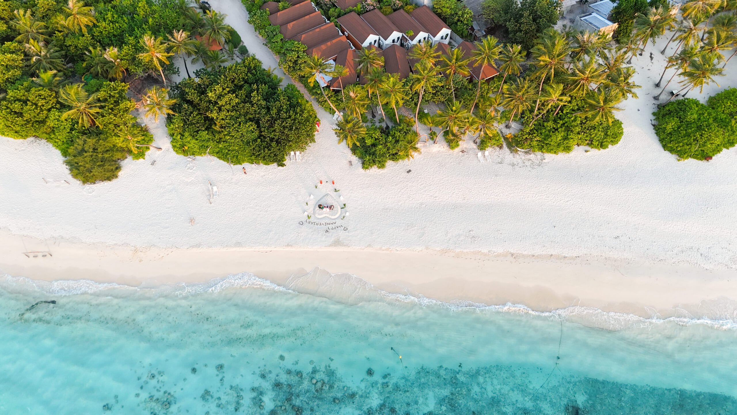 Aerial view of Sabba Beach Villas and turquoise lagoon, perfect base for a Maldives For Solo Travelers experience